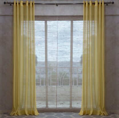Calyz Yellow 100% Linen Gauze Curtain
